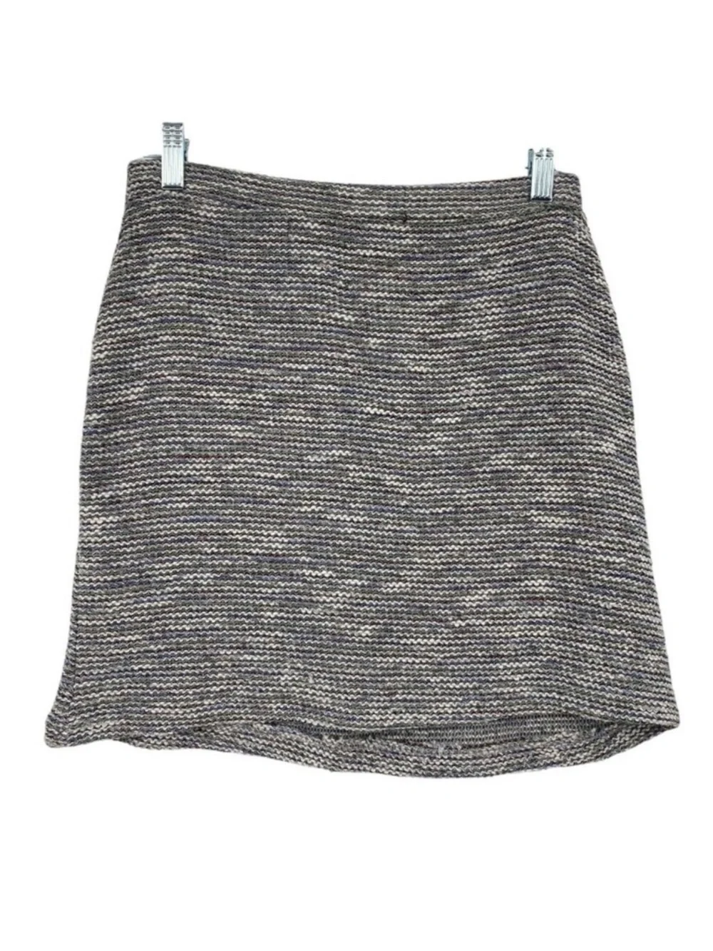 Zara Womens Size Small Gray Knit Jacquard Skirt Contrasting Pockets Preppy